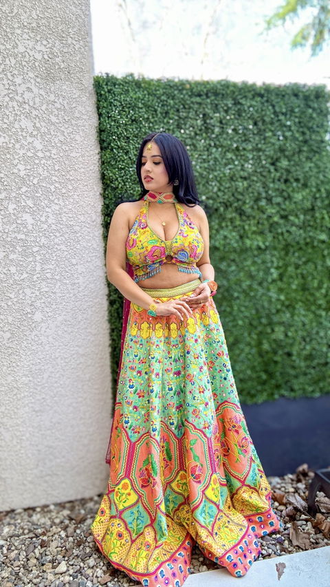 Rent Diyarajvvir Sage Green Lehenga Set