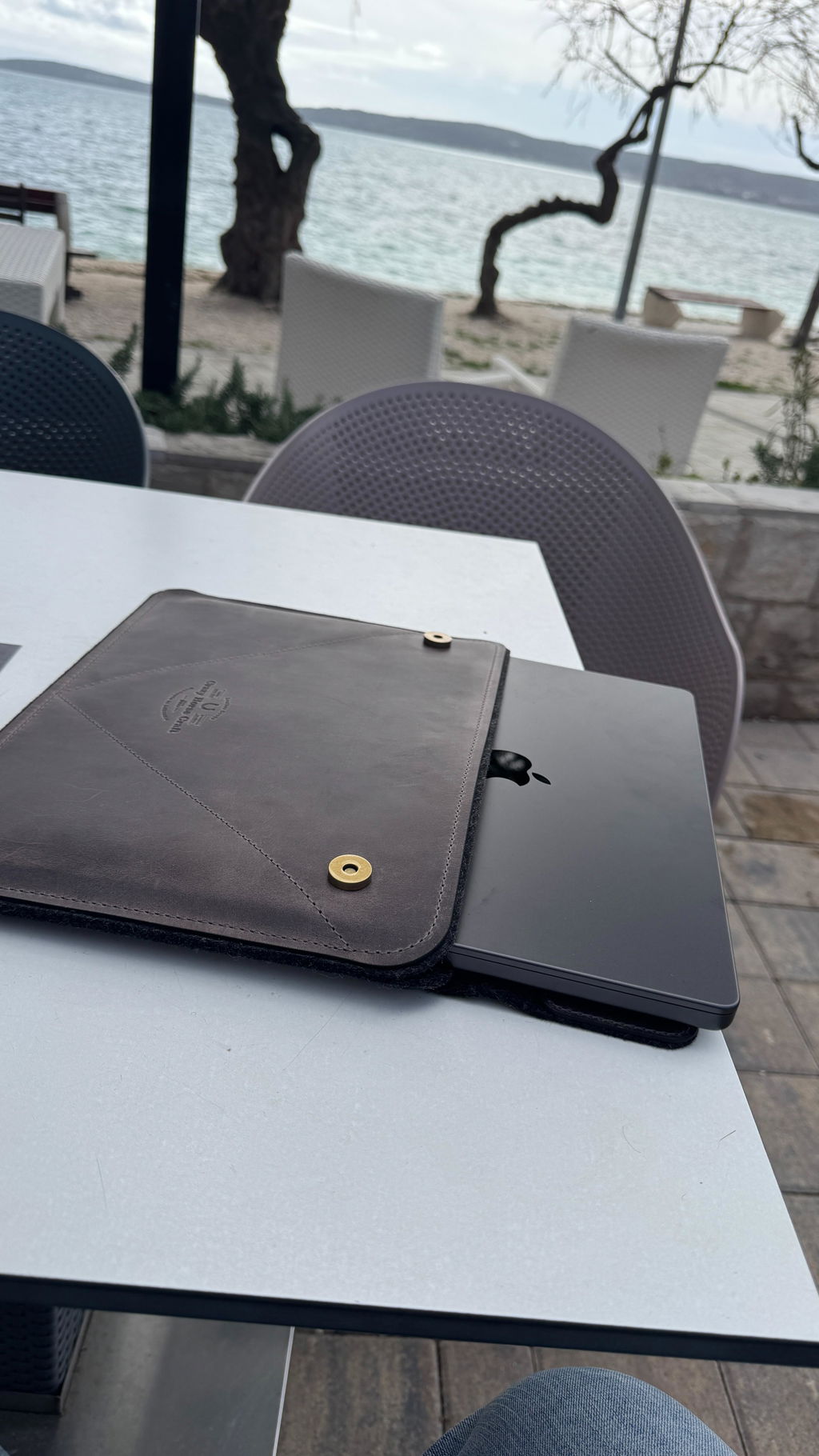 Leather MacBook Pro/Air sleeve, case | Stone Grey