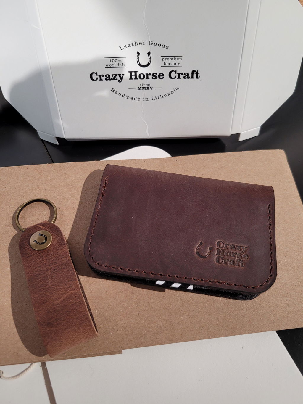 Leather Business & Credit Card Holder / Wallet | Wood Brown