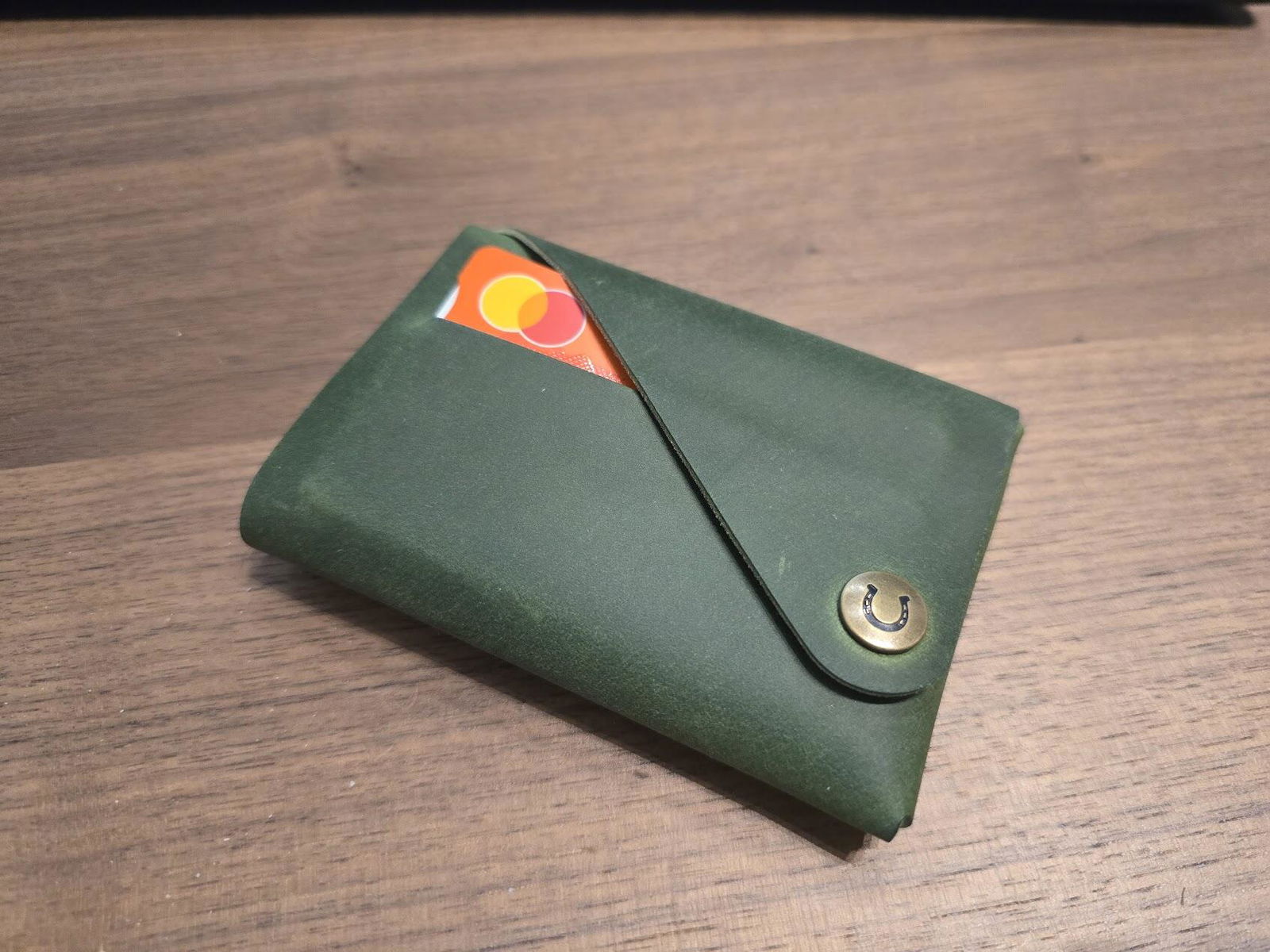 Minimalist leather wallet/card holder | Alpine Green