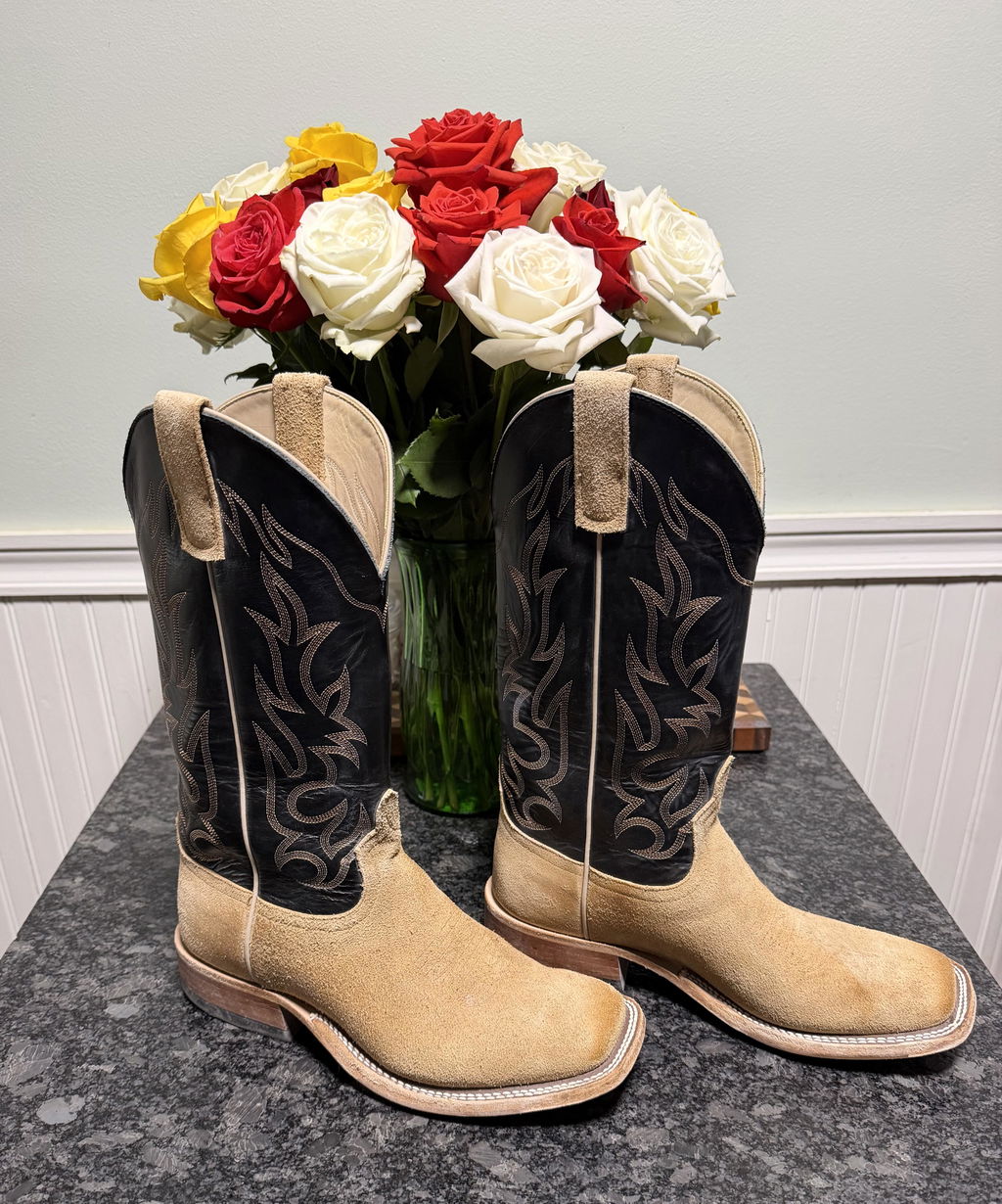 Women's R. Watson Forest Green Roughout Narrow Square Toe Boots
