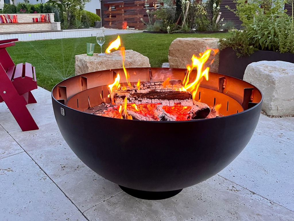 Fire bowl with grill ring small 80, stainless steel black