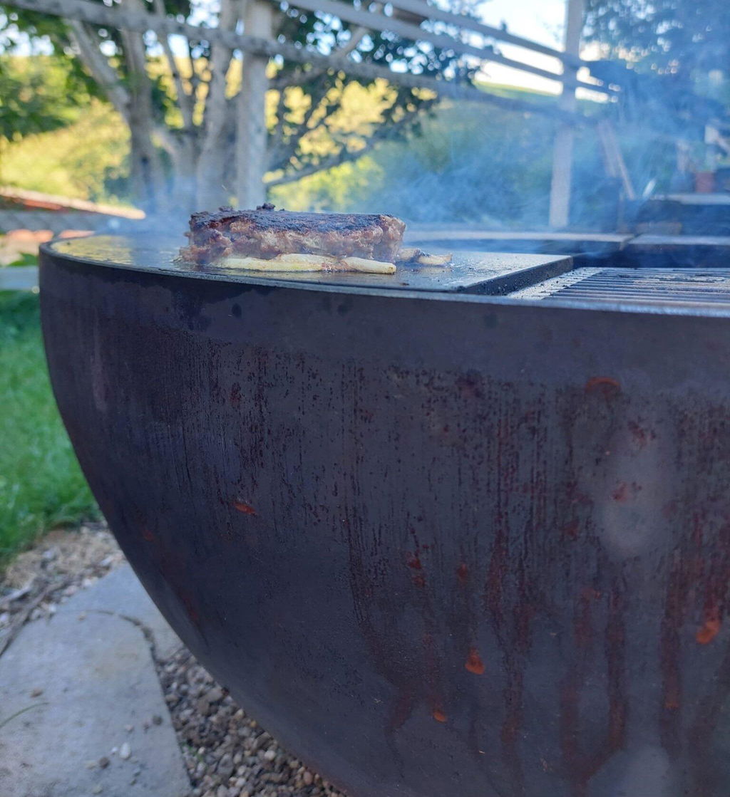 Bol de feu avec anneau de gril petit 80, rouille noble