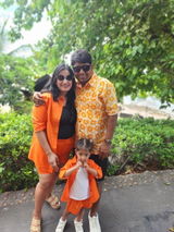 Vacation-Ready Matching Outfits: Mom and Daughter Orange Cotton Co-Ord Set
