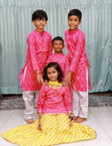 Fuchsia Jaipuri Kurta and Yellow Bandhani Lehenga Set - Brother and Sister Twin Outfits