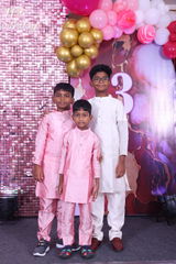 Elegant Ethnic Twin Set: Rouge & Silver Gota Patti Gown with Kurta Pyjama