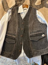 Men's V-Neck Diamond Kendo Vest – Charcoal Black