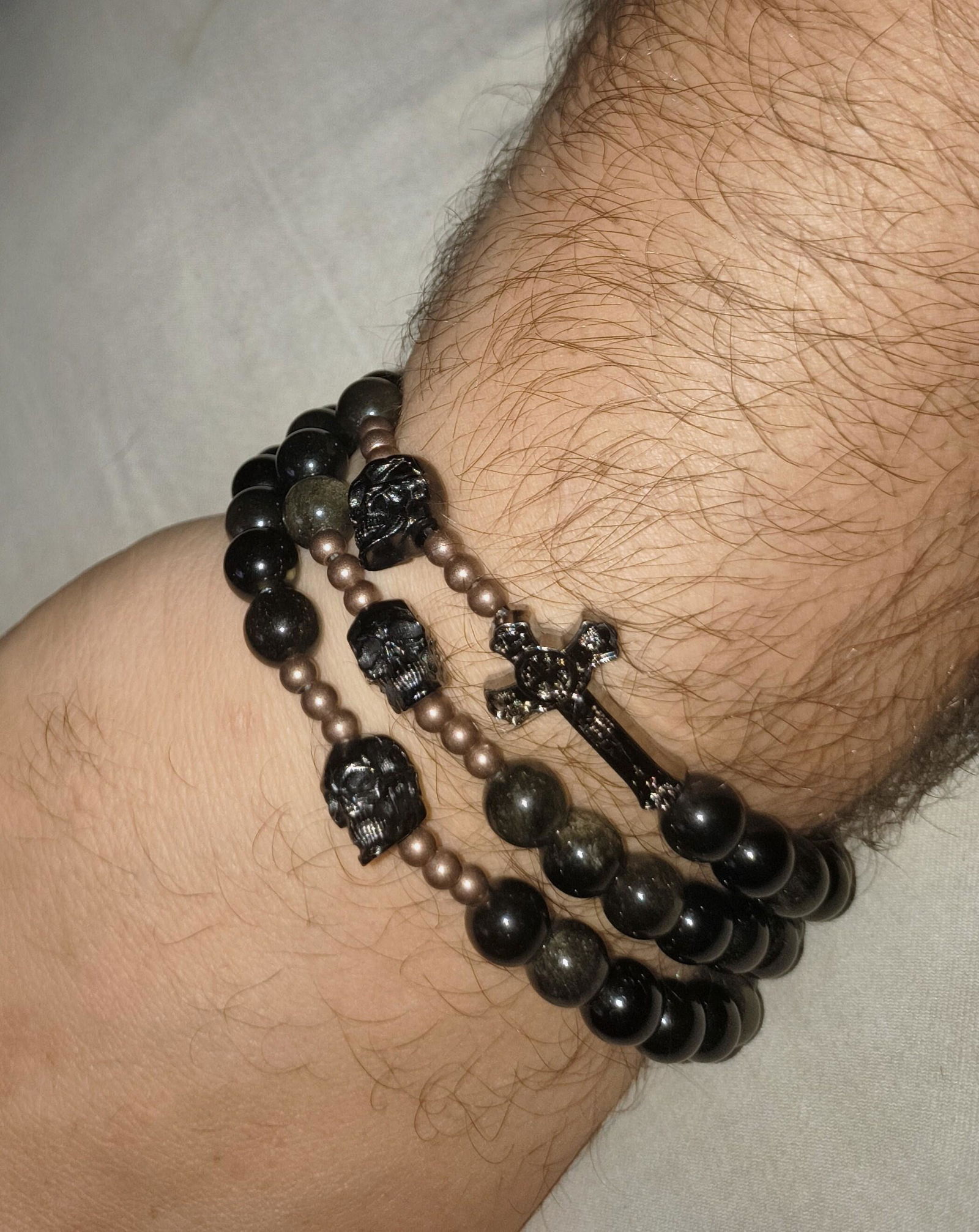 Memento Mori | Men's Triple Wrap Rosary Bracelet – Crux Invicta