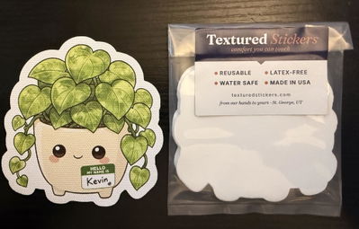 Krystal's custom 4 inch textured sticker, from her review photo