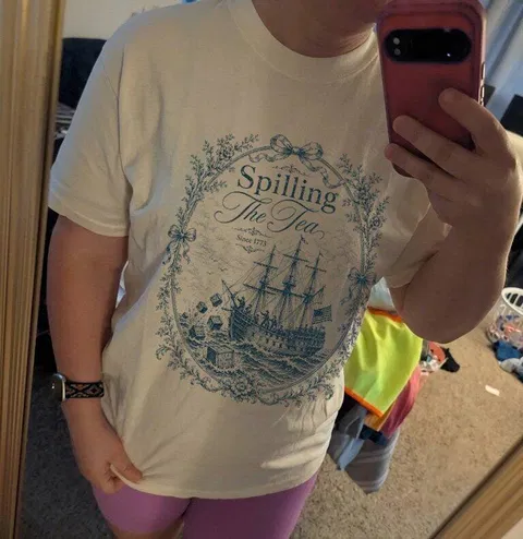 Blue Toile Spilling The Tea Since 1773 Shirt, Vintage Patriotic Tee, America 250th Anniversary Shirt, Boston Tea Party Tee
