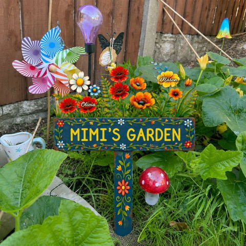 Every Flower Holds A Name Mama Loves - Personalized Plaque Stake, Custom Children Names, Heartfelt Gift For Mom & Grandma