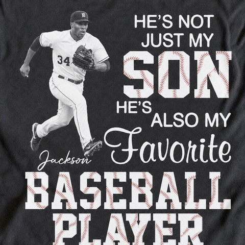 Favorite Baseball Player Grandson - Personalized T-Shirt, Custom Photo Baseball T-Shirt, Proud Grandma Gift, Baseball Fan Gift