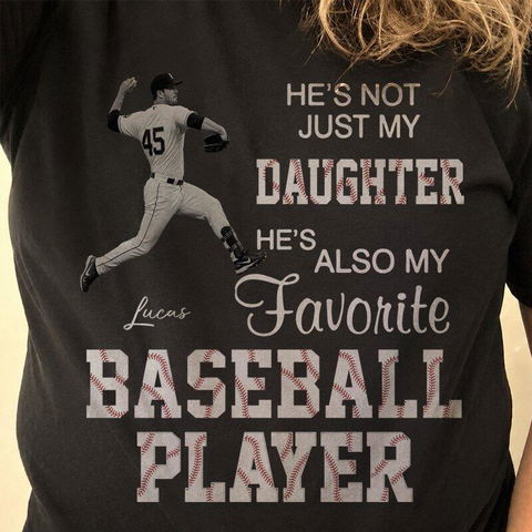 Favorite Baseball Player Grandson - Personalized T-Shirt, Custom Photo Baseball T-Shirt, Proud Grandma Gift, Baseball Fan Gift