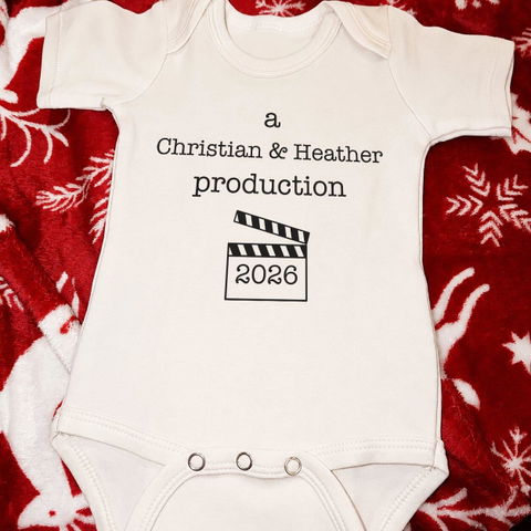 A Mom & Dad Production - Personalized Baby Onesie, Gift For Parents, Baby Onesie With Custom Parents’ Name