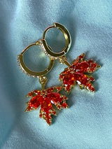 18K Real Gold Plated Maple Leaves Earrings