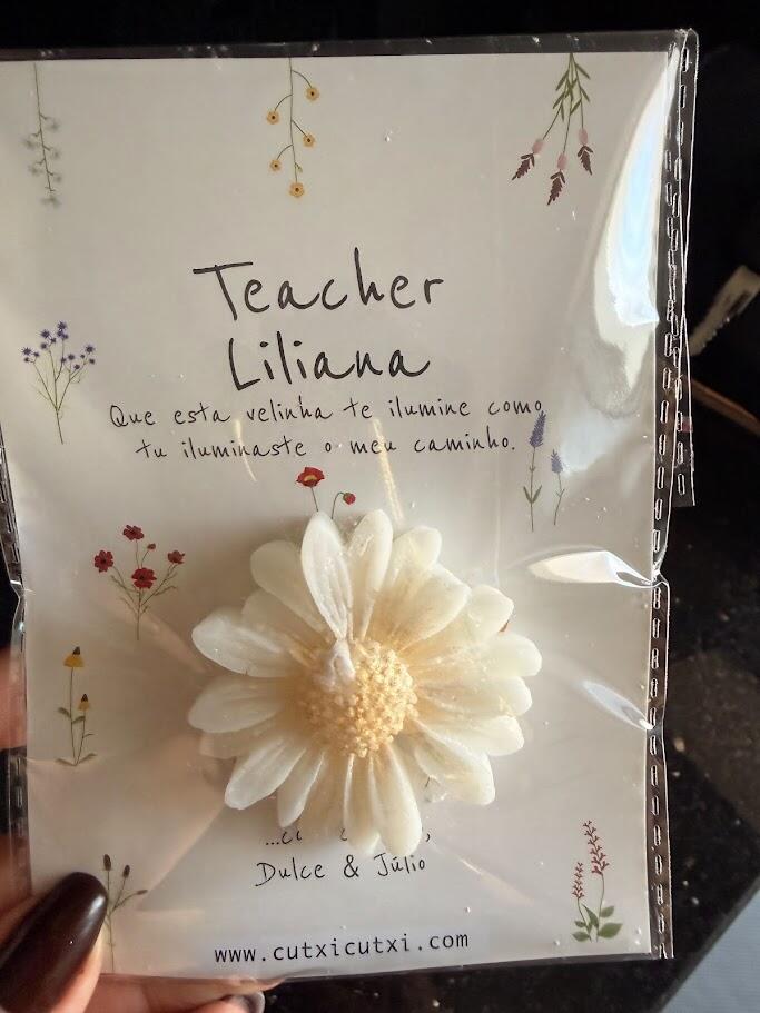 Cartão Encanto com Flor em Vela | Presente Educadoras