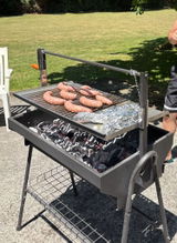 Barbacoa de Leña y Carbón con Plancha Inox y Altura Regulable - Brasa Master