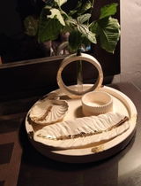Large Round Tray, Trinket Pot, Feather Leaf Tray & Circle Vase Bundle 15