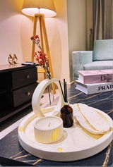 Large Round Tray, Trinket Pot, Feather Leaf Tray & Circle Vase Bundle 15