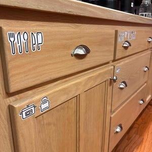 Home Organization Icon Stickers Utensil Labels Kitchen Organizing Vinyl Stickers Cabinet Label Stickers Airbnb Stickers for Drawers Pantry Vinyl Wrap for Furniture, Kitchen Cabinets & Home Upcycling