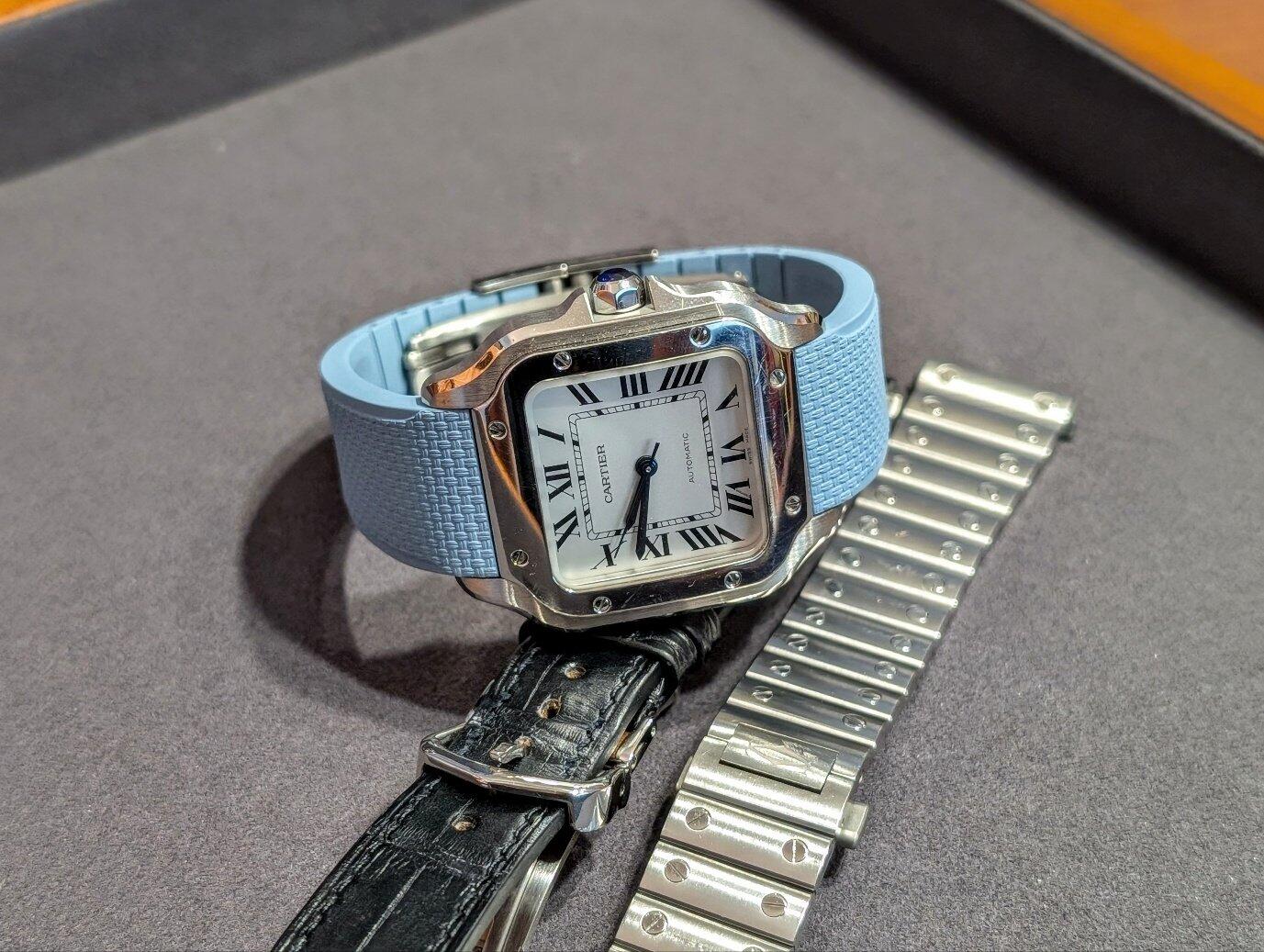 Baby Blue Sailcloth CTS Rubber Strap for Cartier Santos de Cartier
