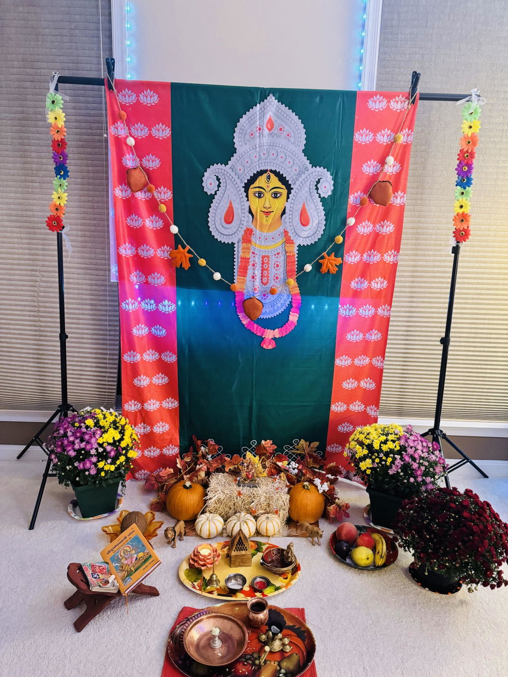 Lotus Durga Puja Backdrop