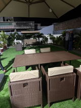 4 Piece Outdoor Rope Sofa Set with Wooden Top Table