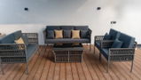 Outdoor Rope 7-Seater Sofa Set With Glass Top Table