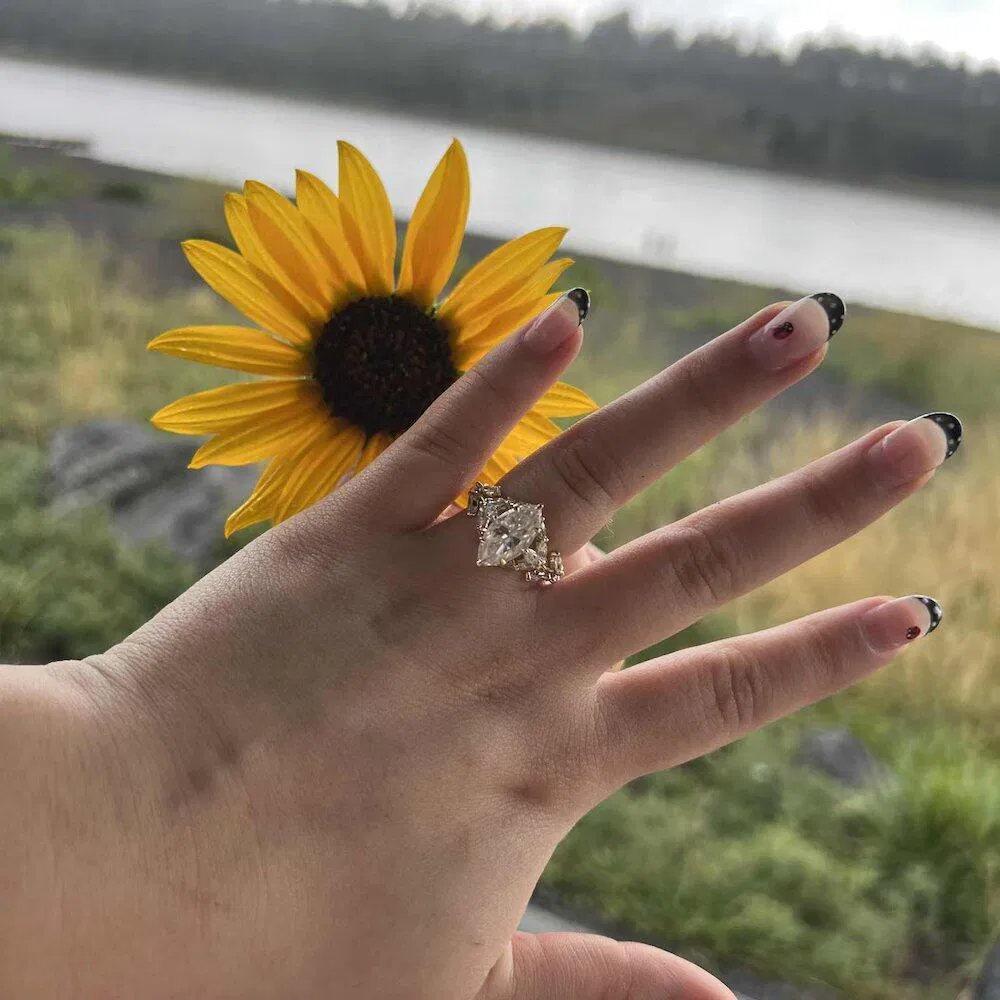 2 CT Marquise Cut Lab Grown Diamond Engagement Ring Vintage Leaf Vine