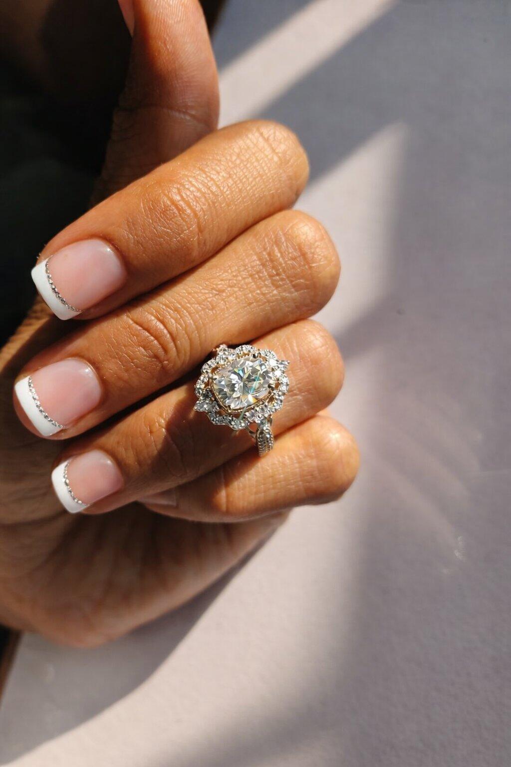 Moissanite Cushion Cut Art Deco Engagement Ring