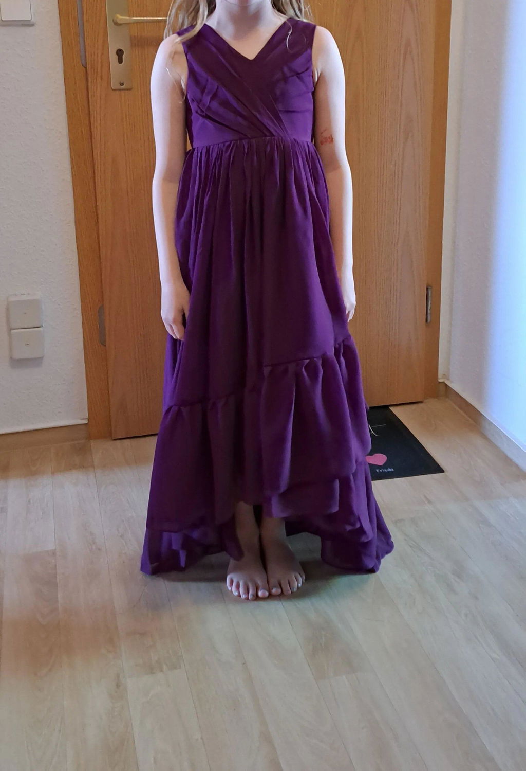 Dideyttawl  Chiffon Junior Bridesmaid Dresses for Teens High Low 2511