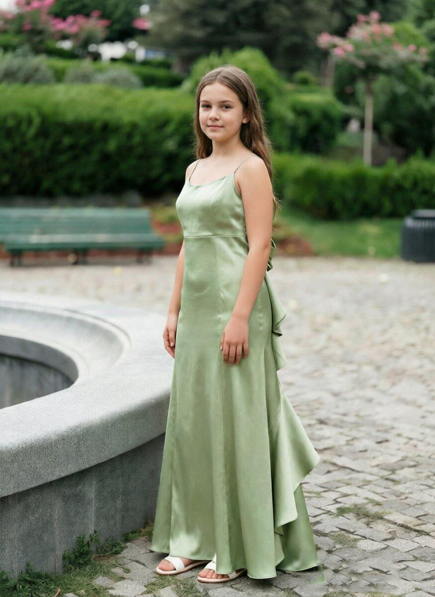 Dideyttawl Mermaid Junior Bridesmaid Dress Satin Special Occasion Dress for Girls 2522