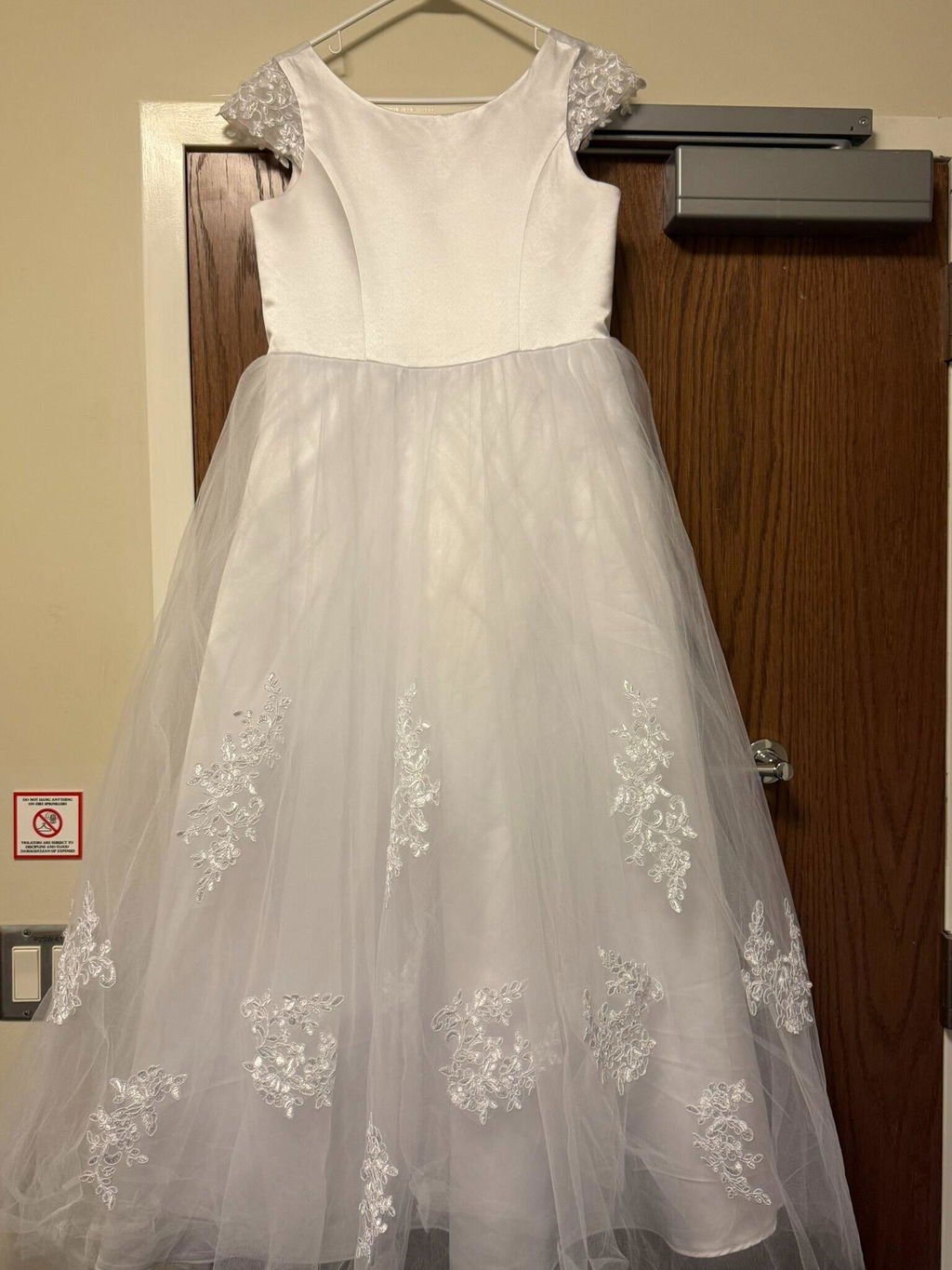 Dideyttawl White Flower Girl Dress | Cap Sleeve Floral Lace Tulle Ball Gown