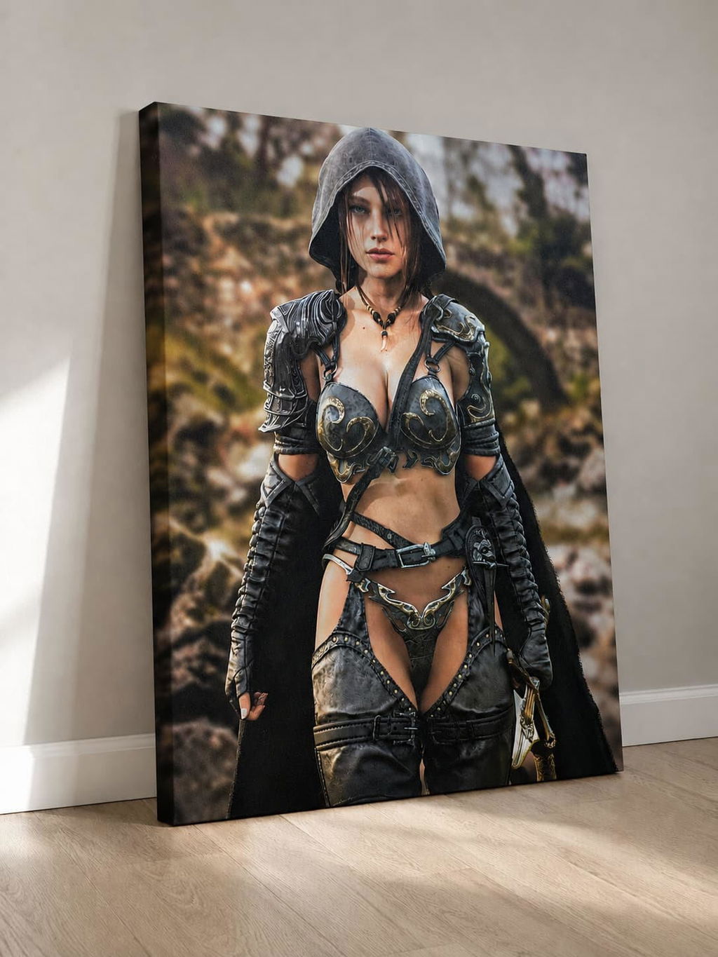 Fantasy Warrior Woman Matte Canvas Print - No AI- Human created illustration art