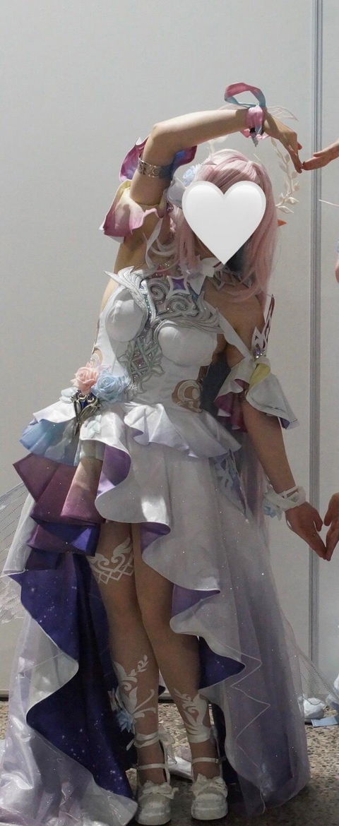 DokiDoki Game Honkai: Star Rail Cosplay Cyrene Wig Short Curly Light Dark Pink Gradient Hair / Head Accessory Set
