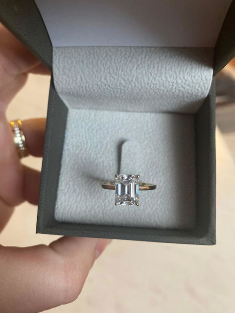 1.0CT Emerald Cut Solitaire Lab Grown Diamond Engagement Ring For Women