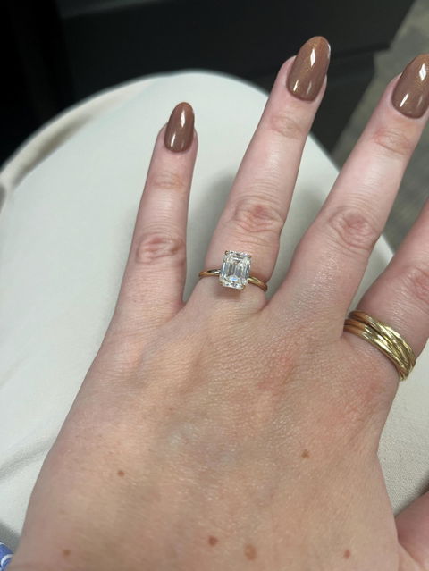 1.0CT Emerald Cut Solitaire Lab Grown Diamond Engagement Ring For Women