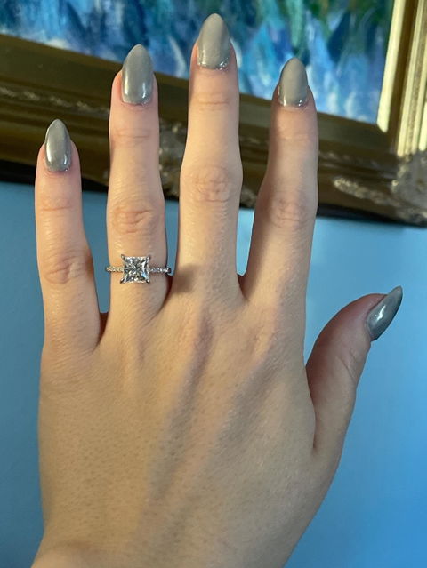 1.50CT Princess Cut Pave Lab Grown Diamond Engagement Ring For Her