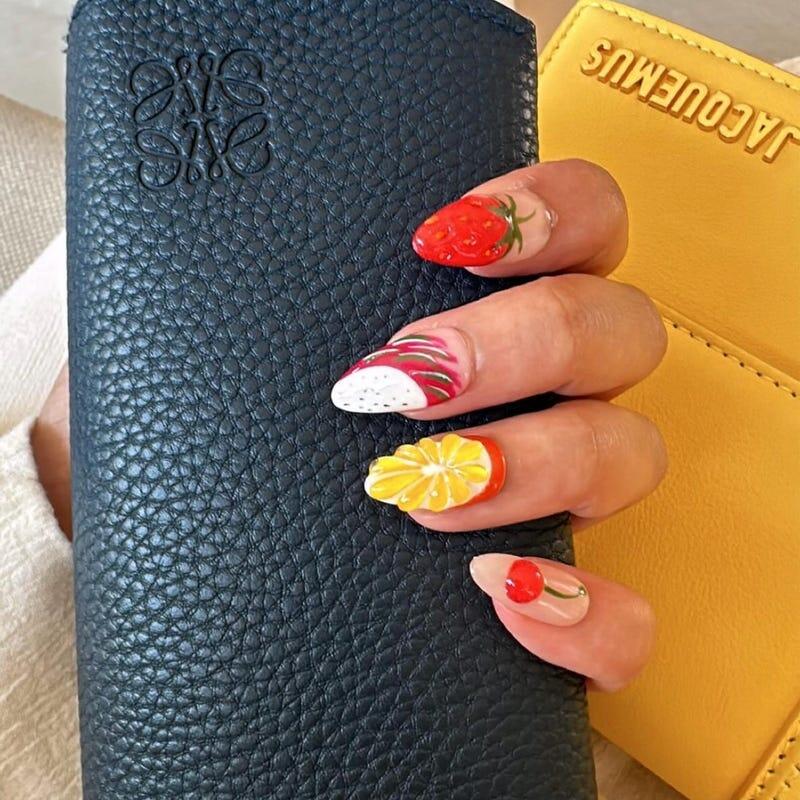 Colorful Fruit Press On Nails | Summer Holiday Fake Nails | Vibrant Fruit Nail Art | Tropical Fruit Press On Nails | Press Ons | OB448TL