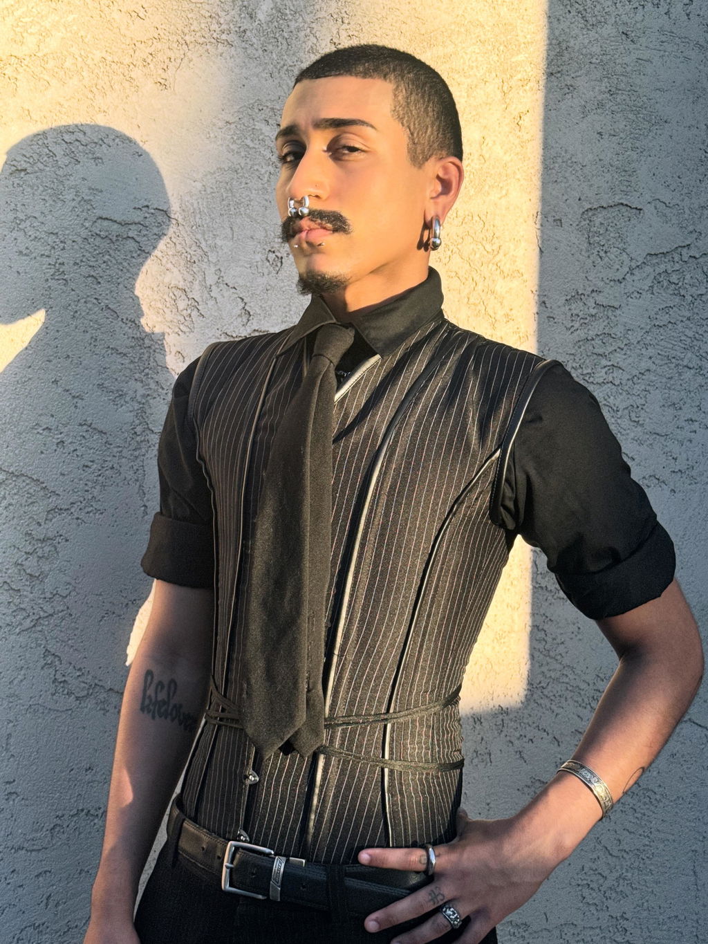 トップス ~50s French Black Chambray stripe Vest Pinstripe Corset Vest – DraculaClothing