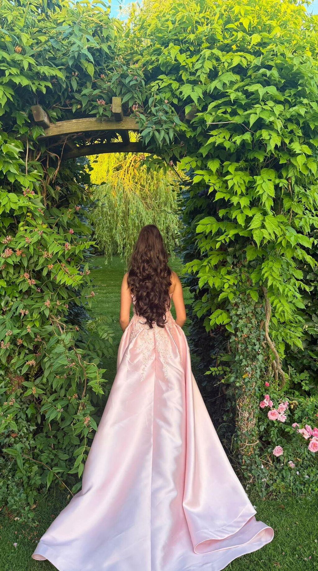 Luxury Blush Pink Strapless Evening Dress with Overskirt XD067