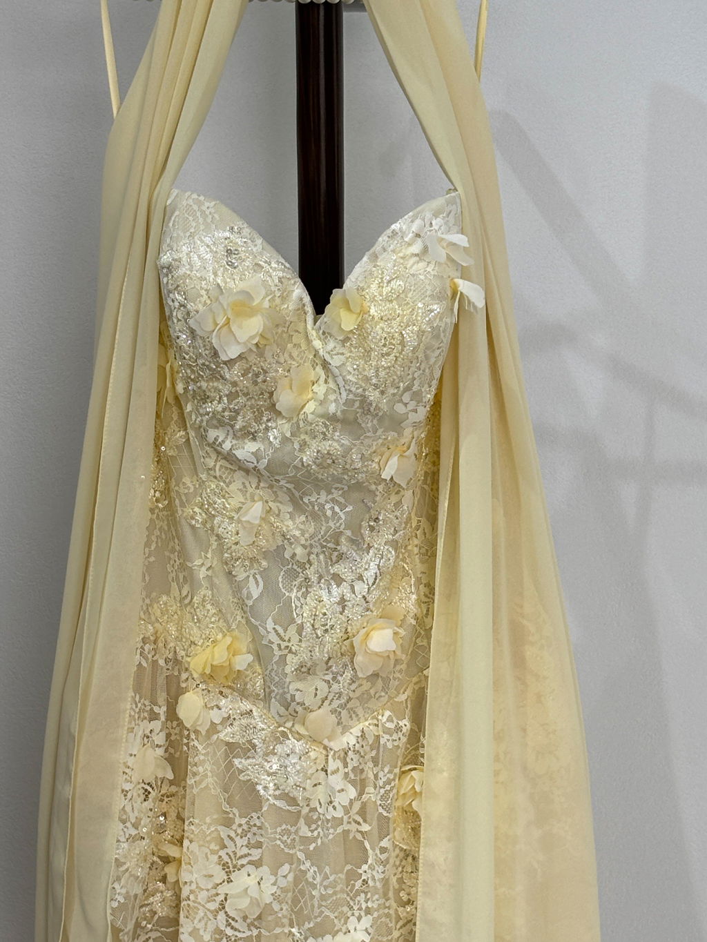 Elegant Yellow Floral Strapless with Train Evening Dress SS654