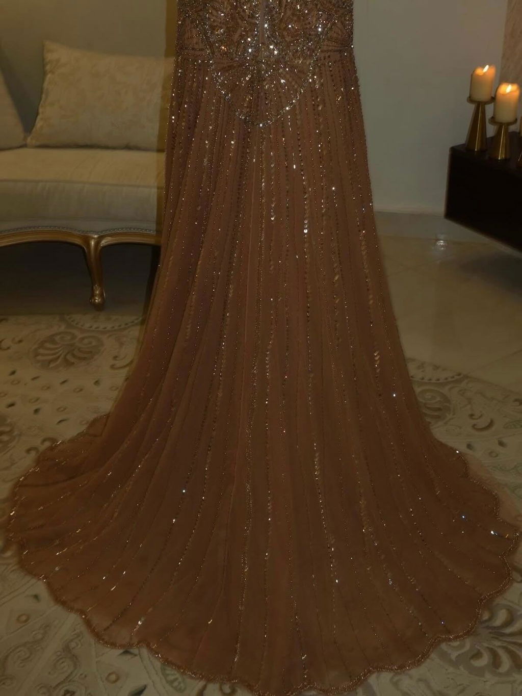 Luxury Champagne Beaded Ruffled Prom Dress SS552