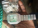 Luxury Iced Out Hip Hop Bust Down Watch Stainless Steel Studded Wrist Watch With Bracelet