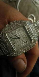 Luxury Iced Out Hip Hop Bust Down Watch Stainless Steel Studded Wrist Watch With Bracelet