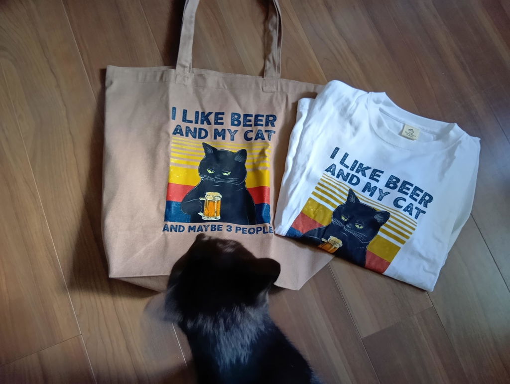 猫とビールが好き Tシャツ｜I LIKE BEER AND MY CAT｜飲み会・居酒屋で話題