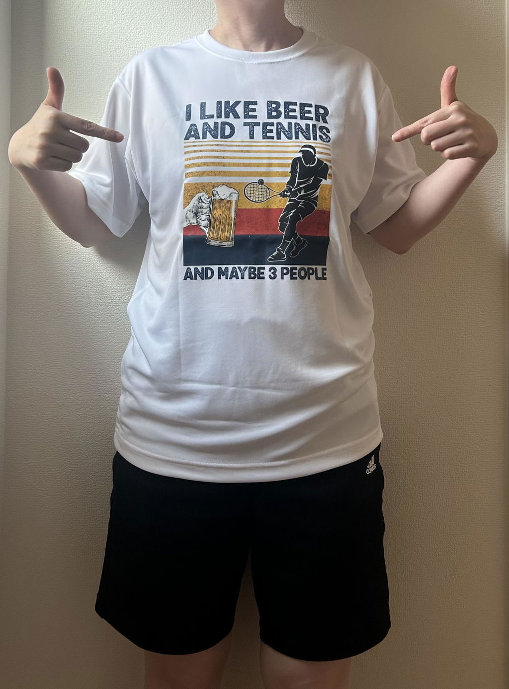 「I LIKE BEER AND TENNIS」ビール＆テニスが好きTシャツ