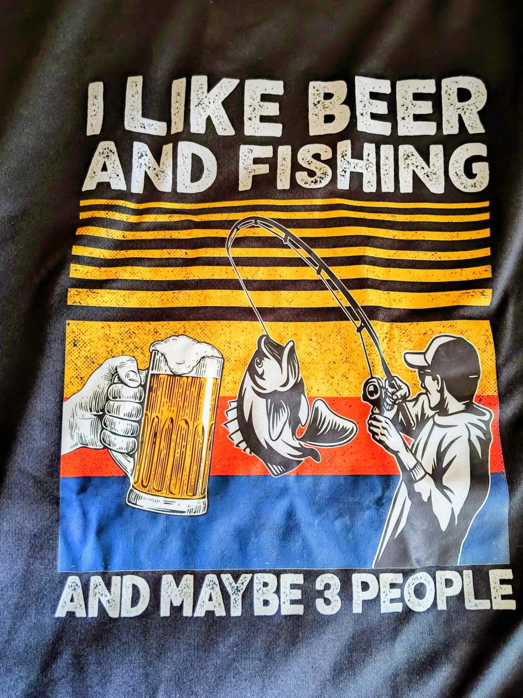 「I LIKE BEER AND FISHING」ビール＆釣り好き Tシャツ