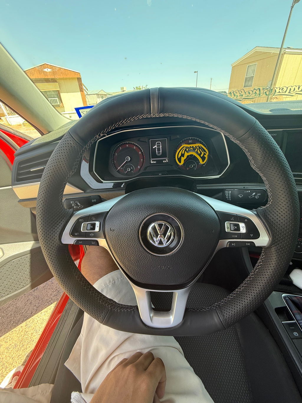 Custom Leather Steering Wheel Cover for VW