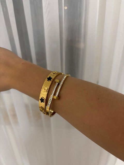 Five Leaf clover Armreif|Edelstahl